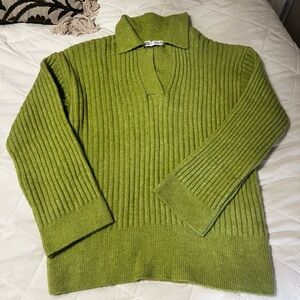 Zara Lime Green Ribbed Sweater